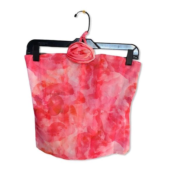 NWT SUPERDOWN Mila Corset Set Pink print mesh mini dress top skirt Revolve M - Picture 8 of 14